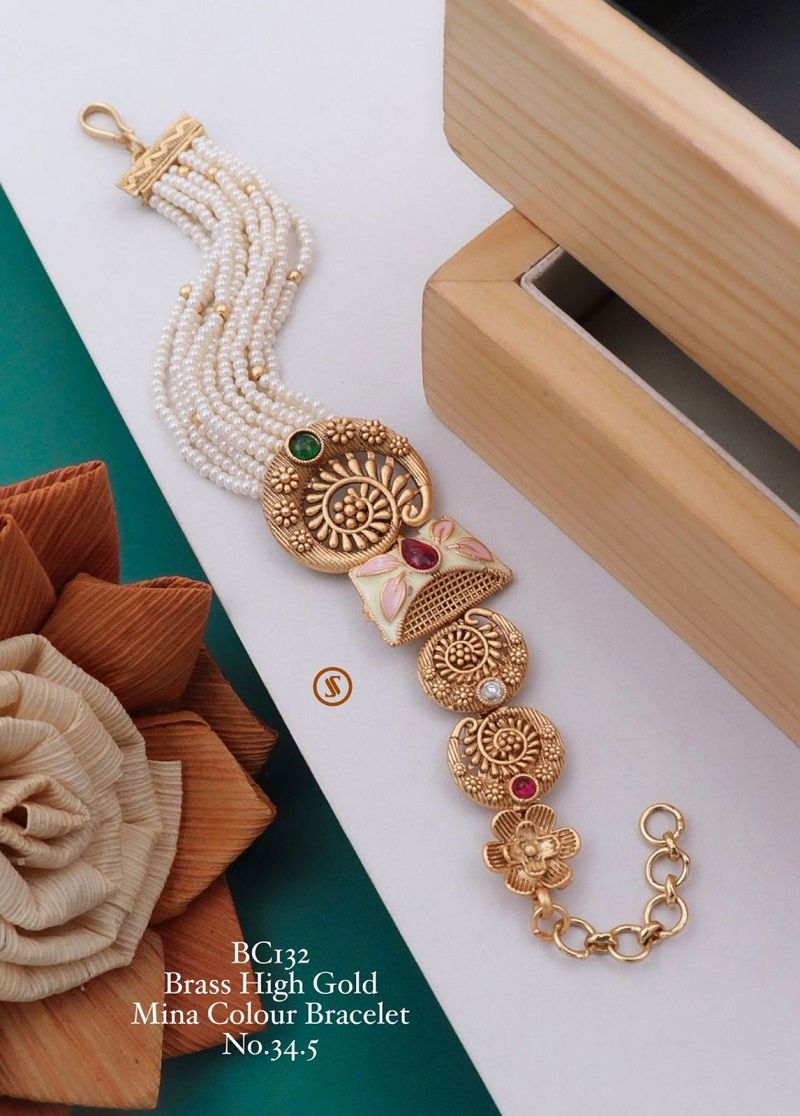 BC11 Brass High Gold Plated Mina Colour Bracelets Wholesale Shop In Surat
